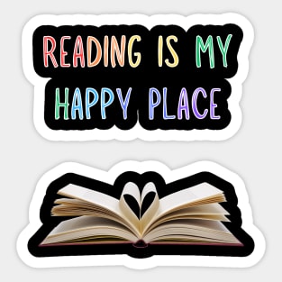 Reading is my happy place (Rainbow colors)! Sticker